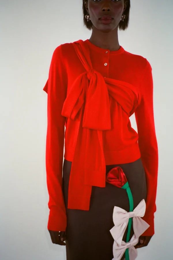 Knits^Sandy Liang Hermit Cardigan In Red